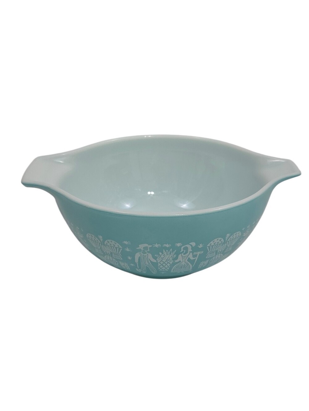 Vintage 50s 60s Turqoise Butterprint Amish Cinderella Pyrex Mixing Bowl 444 4 Q